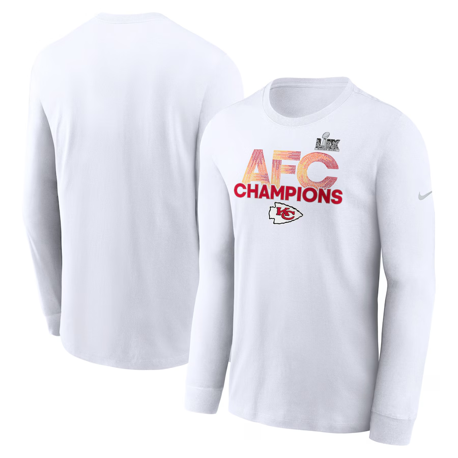 Men NFL Kansas City Chiefs long sleeve white T shirts